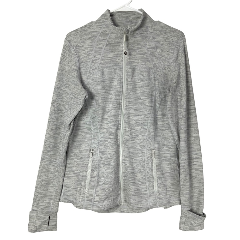 Lululemon Define Jacket Space Dye Grey Mock Neck Full Zip Thumbhole Size 12